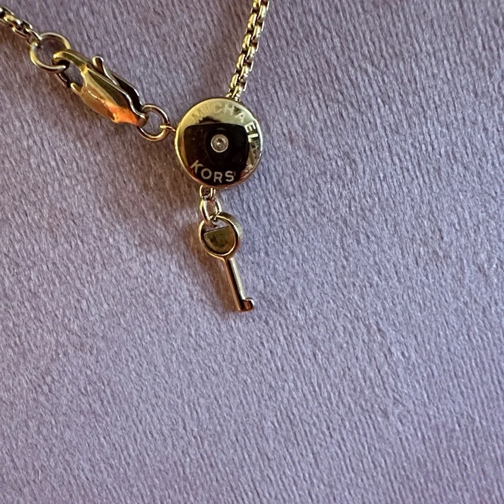 Michael Kors Gold Necklace with Lock Charm & Key